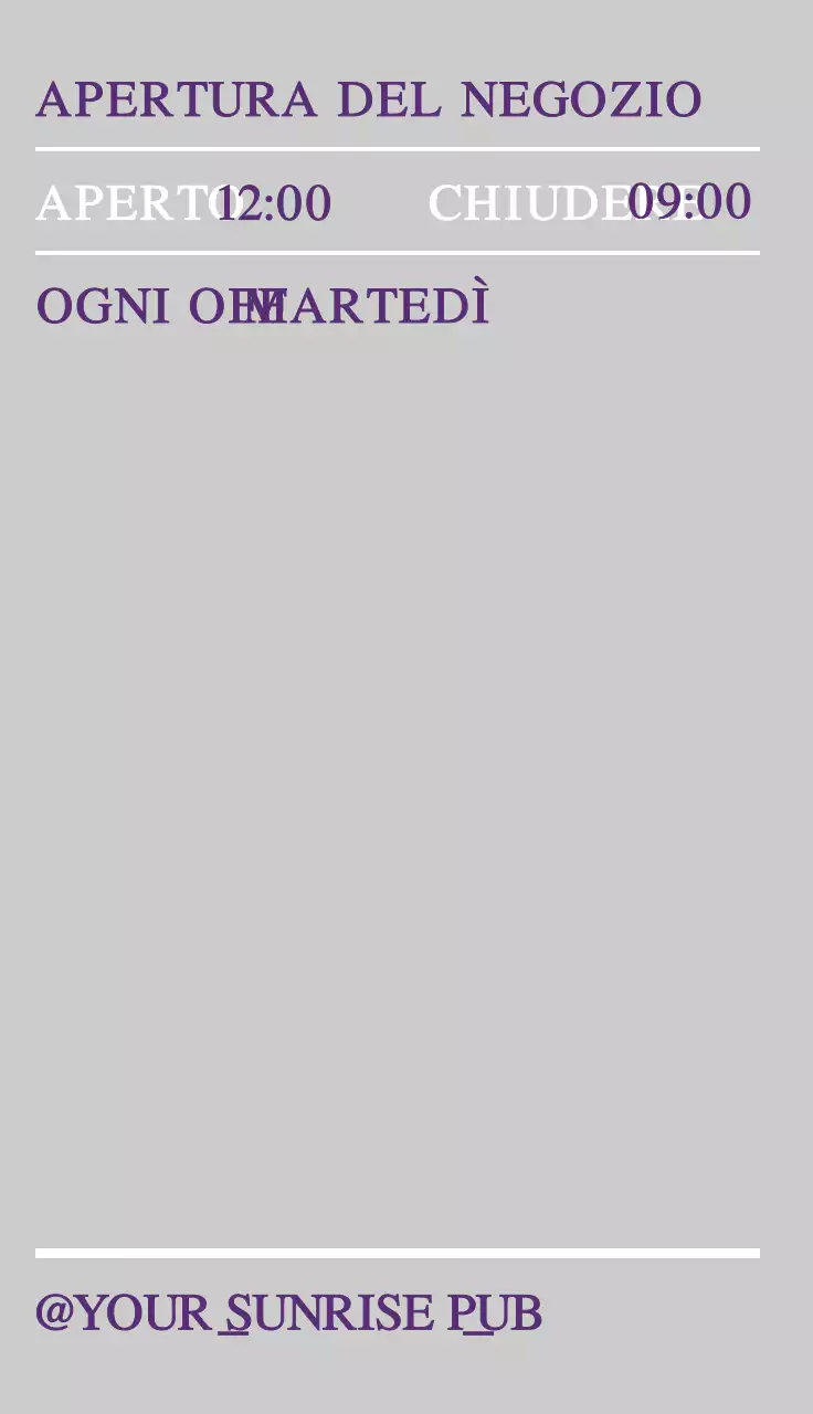 Un concetto semplice e alla moda in bianco e viola per promuovere un pub.