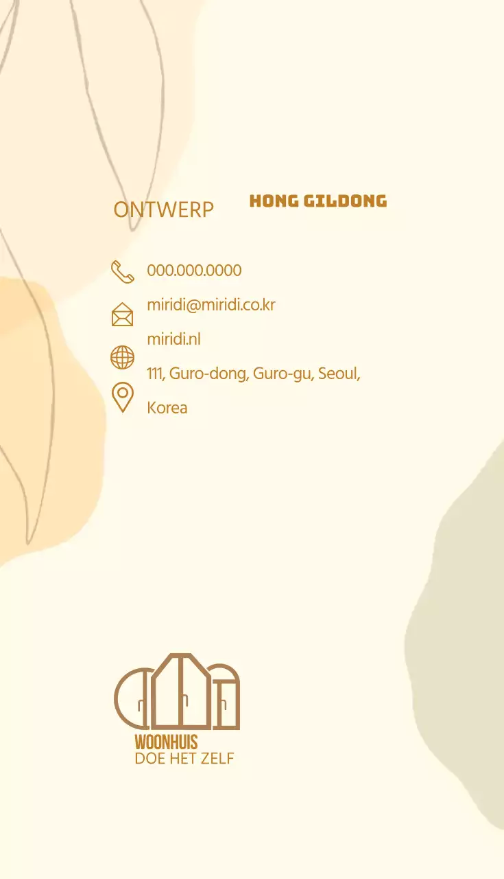 Geel-beige illustratie kunstschool visitekaartje