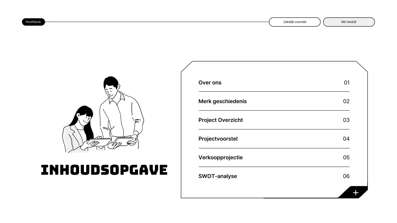 Een eenvoudig, schaalbaar voorstel met zwart-wit illustraties