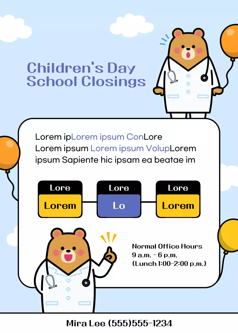 Poster Pengumuman Sekolah Lucu Berwarna Biru
