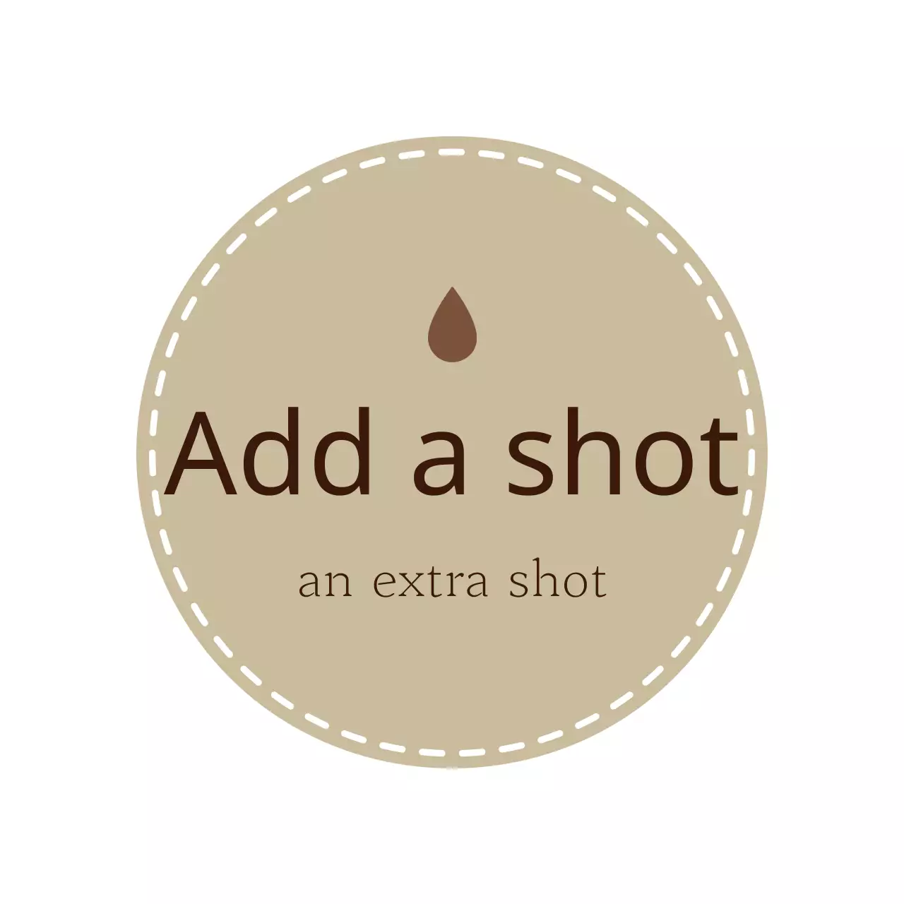 Label kafe berwarna krem dan cokelat dengan gaya yang emosional