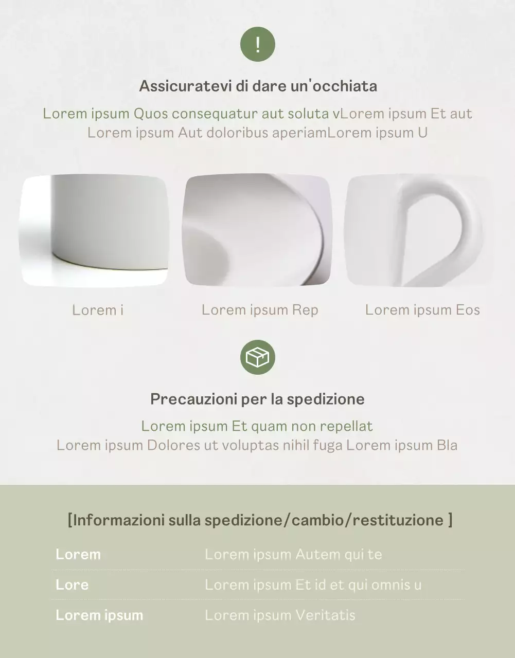 Un set di porcellana semplice, in beige e verde.