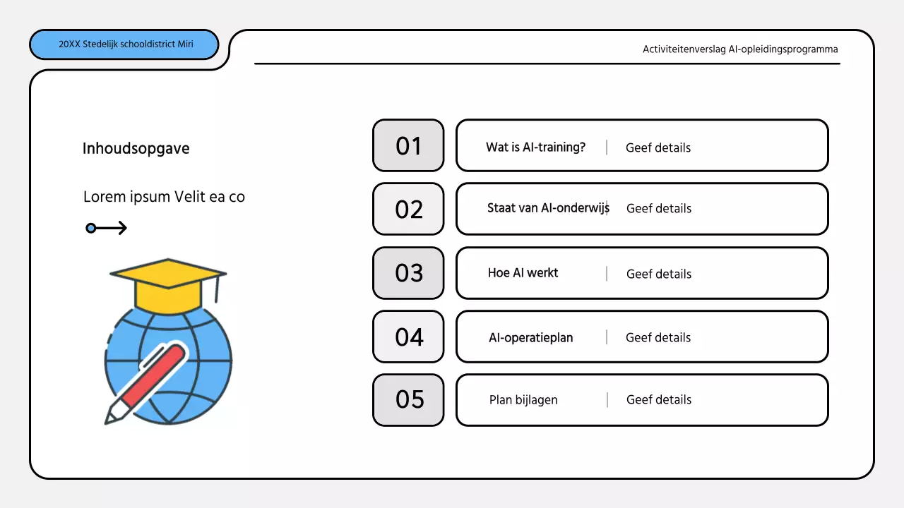 Nette blauw met gele trainingsrapporten presentatie kit