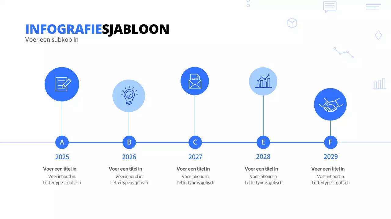 Blauw getinte, schone tijdlijn infografisch zakelijk sjabloon