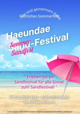 Einfaches Sommerfestival-Werbeplakat mit Strandszene