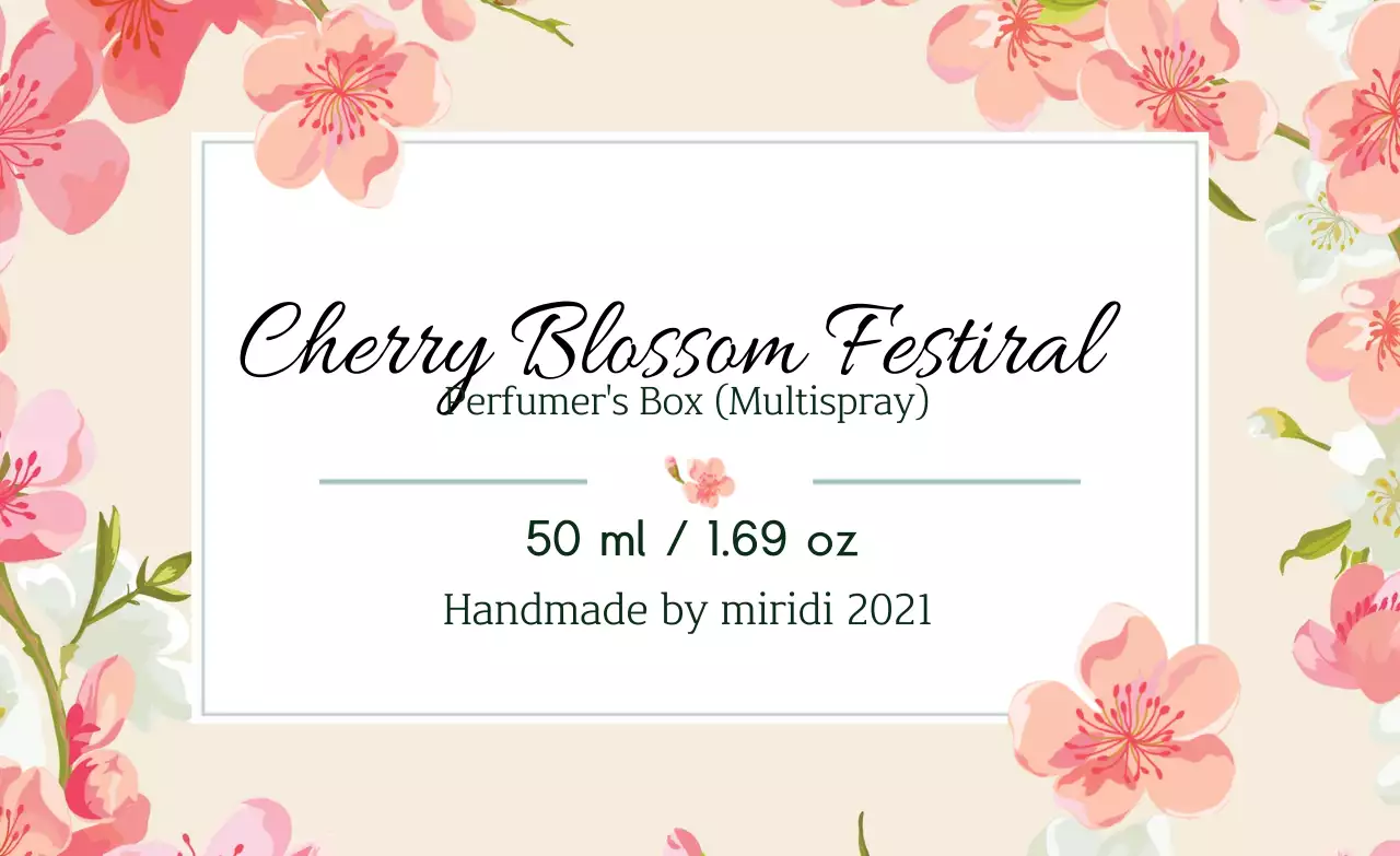 Vintage perfume label with pink illustration