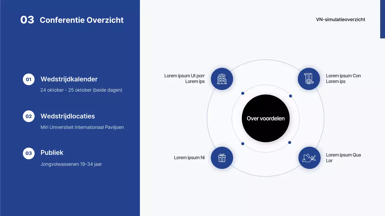 Eenvoudige wit-blauwe universiteitspresentatie voor nacompetitie