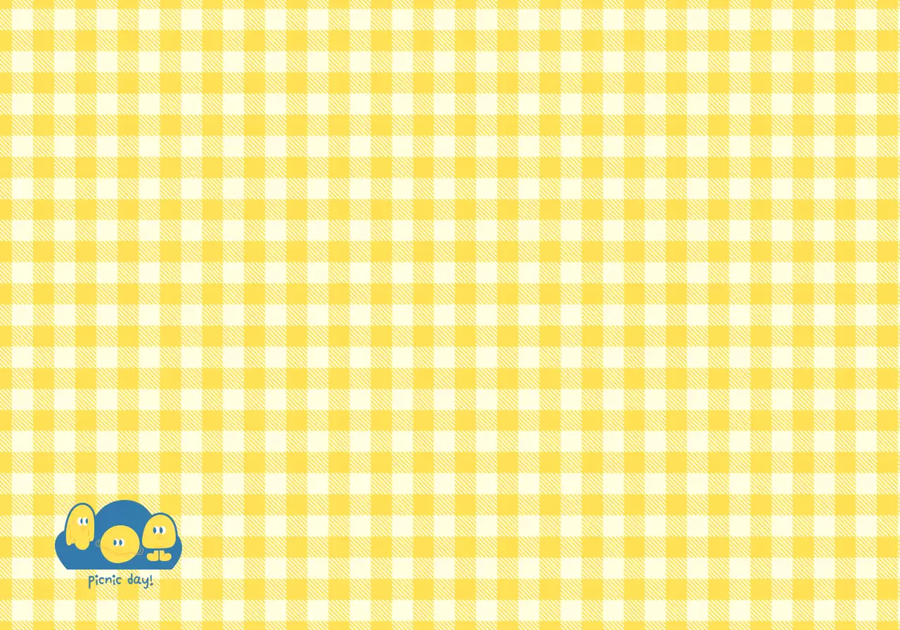 Merchandise yang dipersonalisasi dengan pola kapur kuning dan biru serta ilustrasi karakter yang lucu