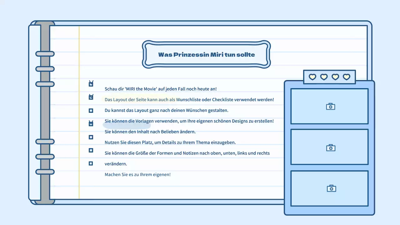 Niedliches Tagebuch-Konzept-Präsentationskit in Hellblau und Grün