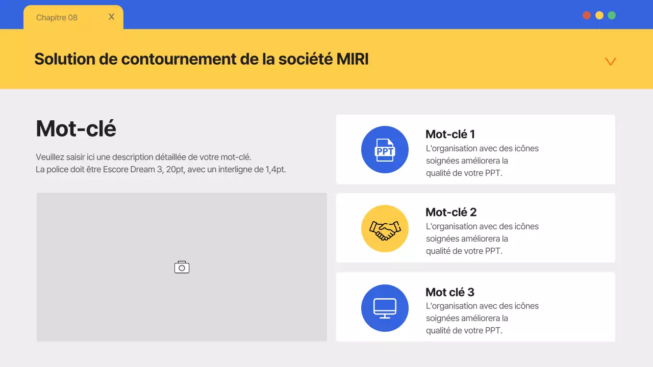 Un simple papier à en-tête bleu et jaune