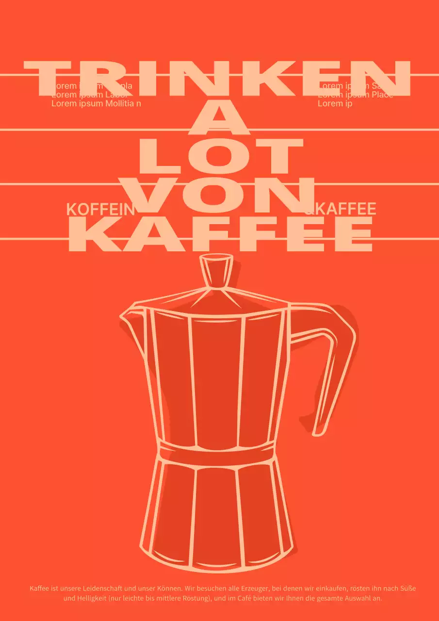 Schaufensterplakat für ein Café in Rot und Koralle