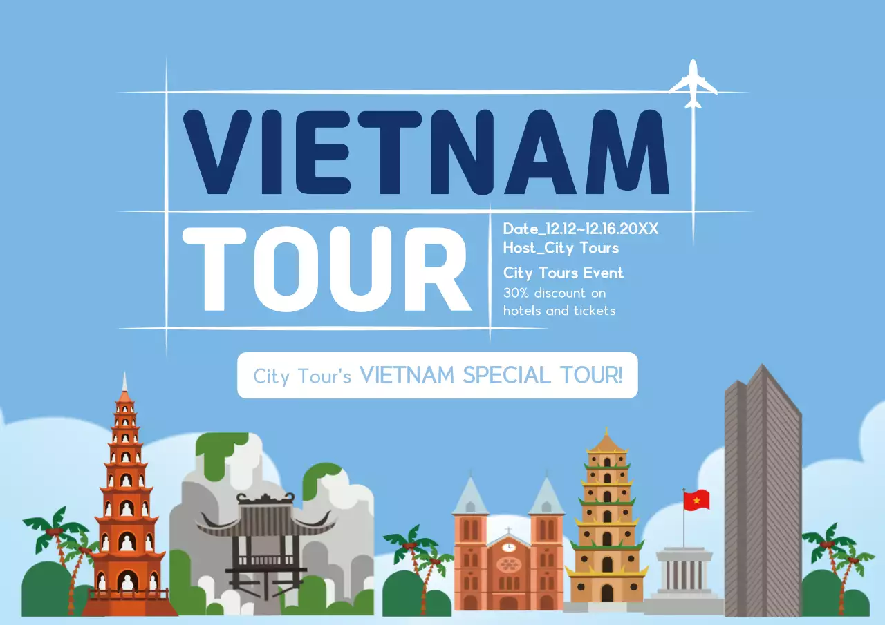 Blue Modern Travel Promotion Poster