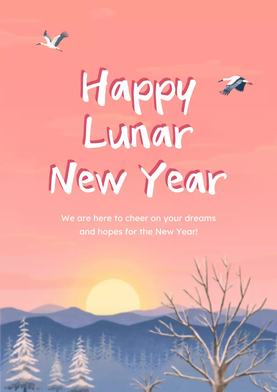 Pink Traditional New Year Greeting Poster