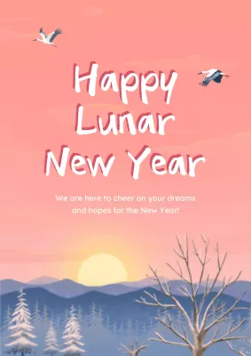 Pink Traditional New Year Greeting Poster