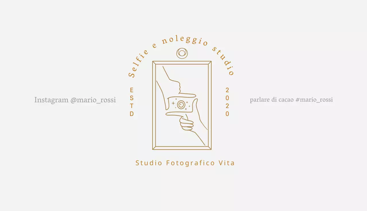 Biglietto da visita studio fotografico grigio beige illustrato