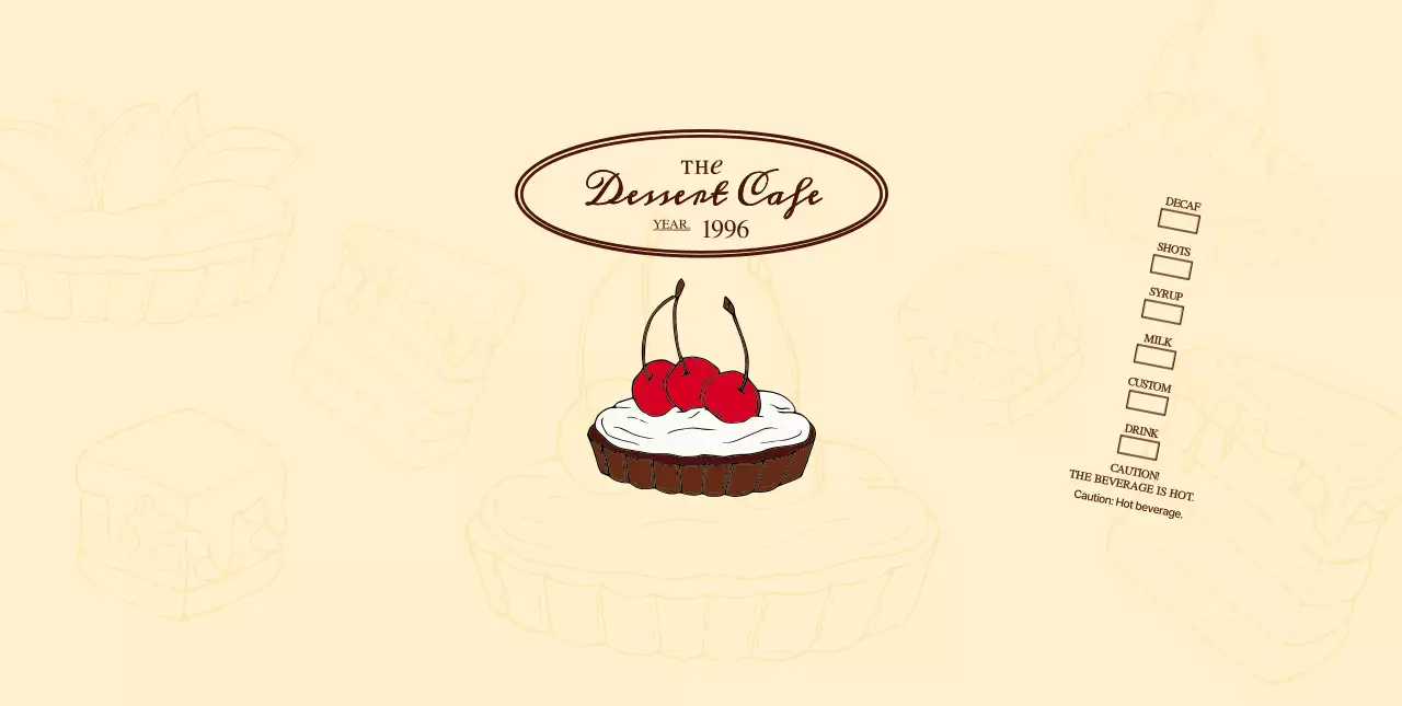 Promote and inform cafes with an emotional logo in reddish brown and pale yellow.