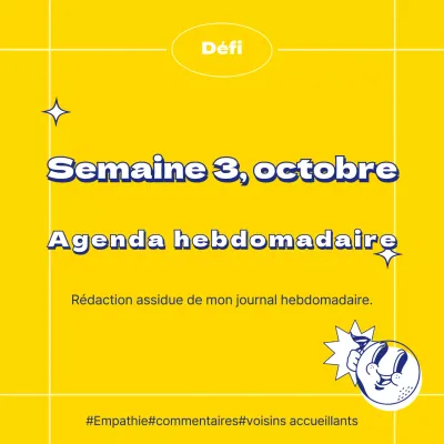 Couverture d'agenda hebdomadaire jaune et bleu kitsch