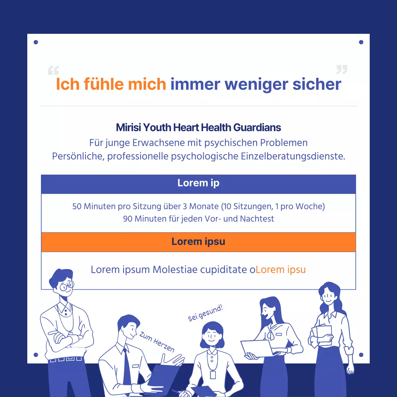 Blau und orange Jugendpolitik vier Könige Karte Nachrichten Design