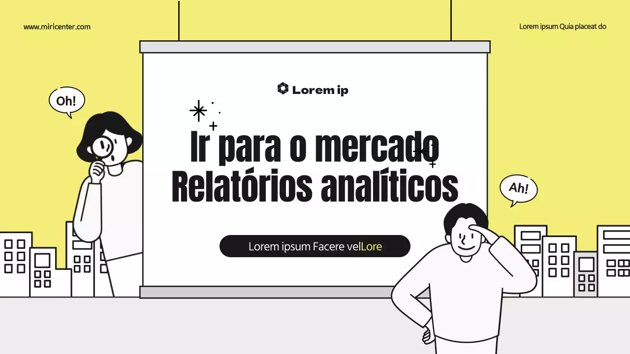 Um bonito relatório de análise ilustrado com detalhes em amarelo e preto