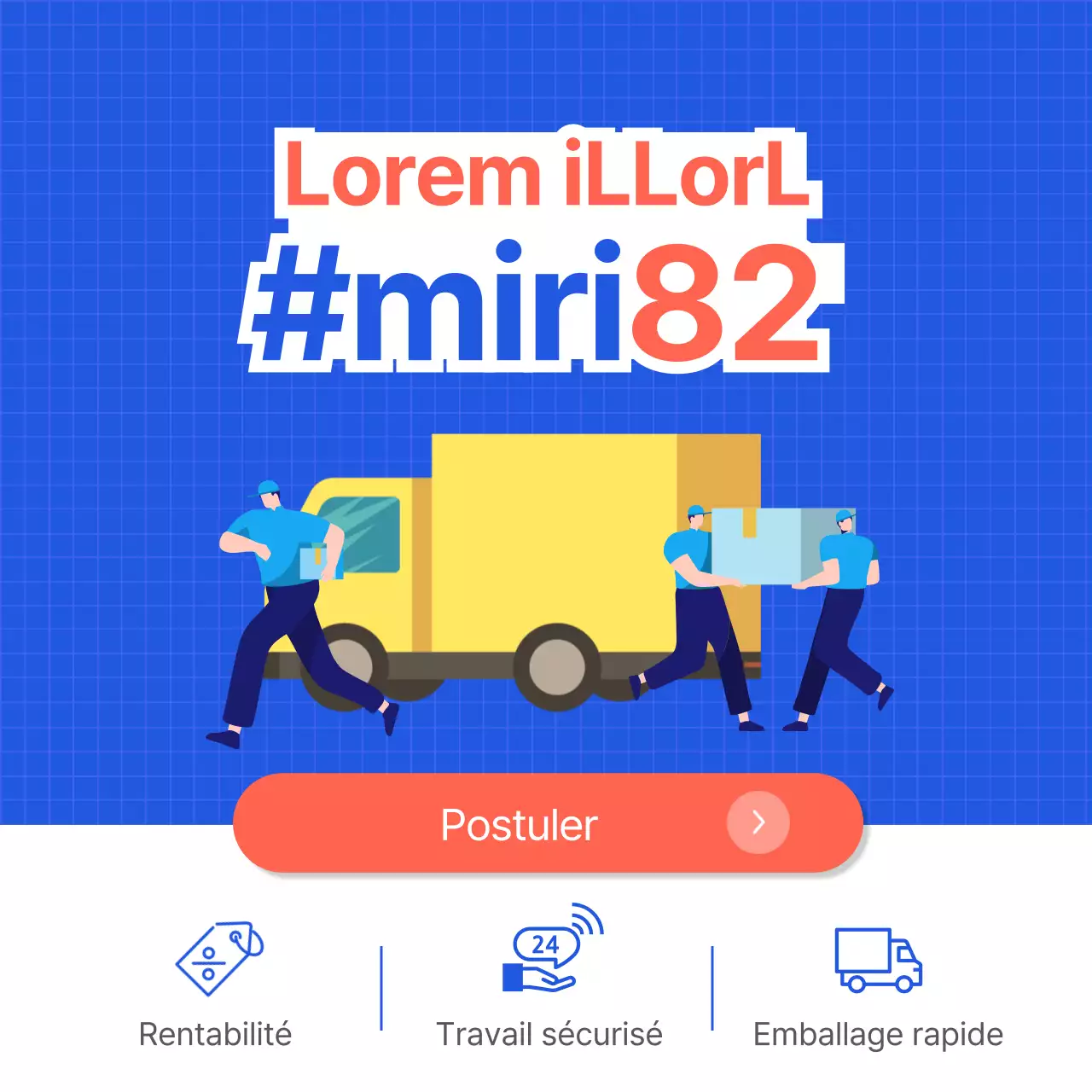 Faites la promotion de votre entreprise avec l'illustration d'un centre en mouvement sur fond bleu.