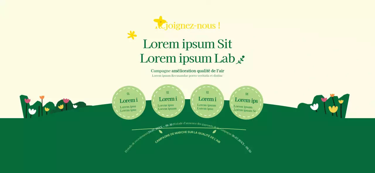 A propos de la campagne verte et jaune pour un style propre de marche au travail