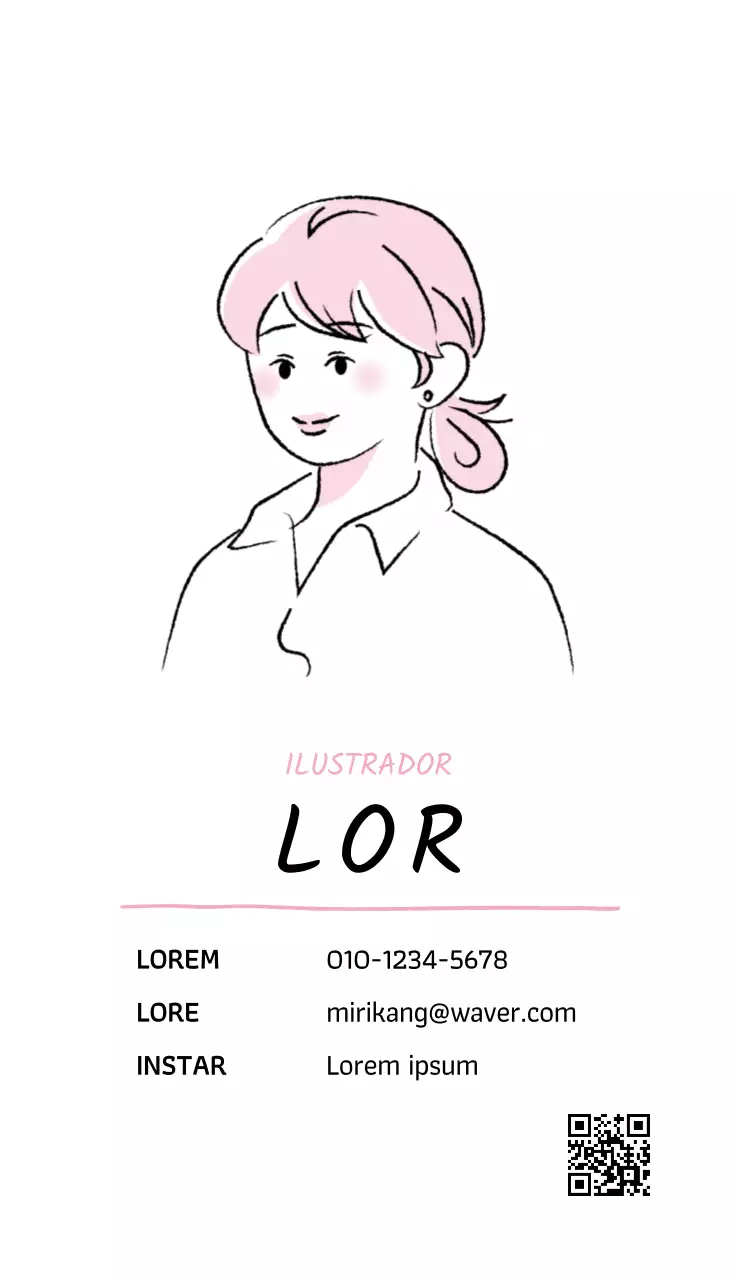 Ilustrador con ilustraciones de retratos de personas y empresas en colores pastel rosa y morado