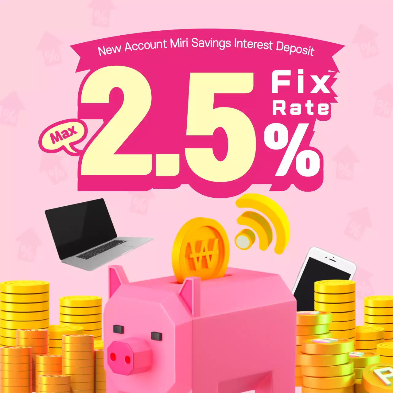 Pink Modern Savings Promotion Social Media Post