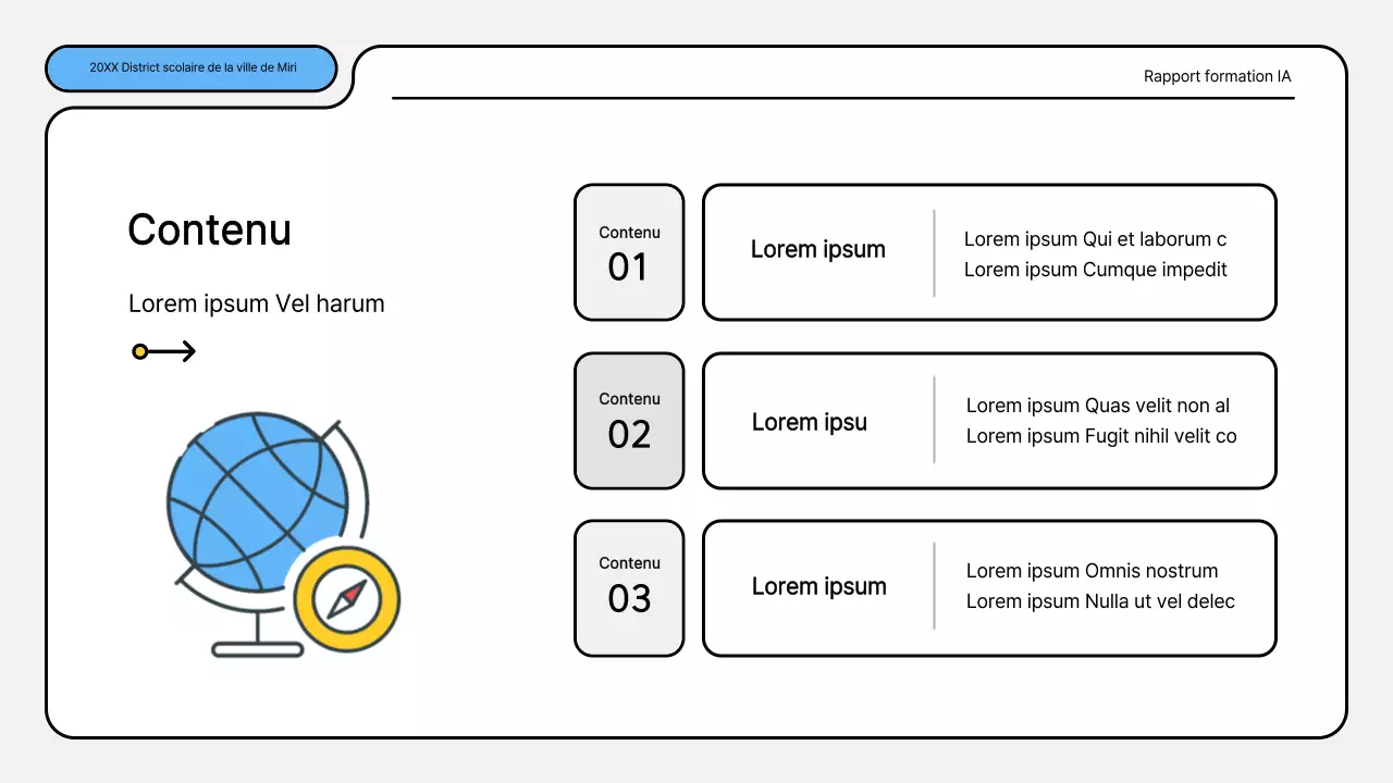 Kit de présentation des rapports de formation bleu et jaune