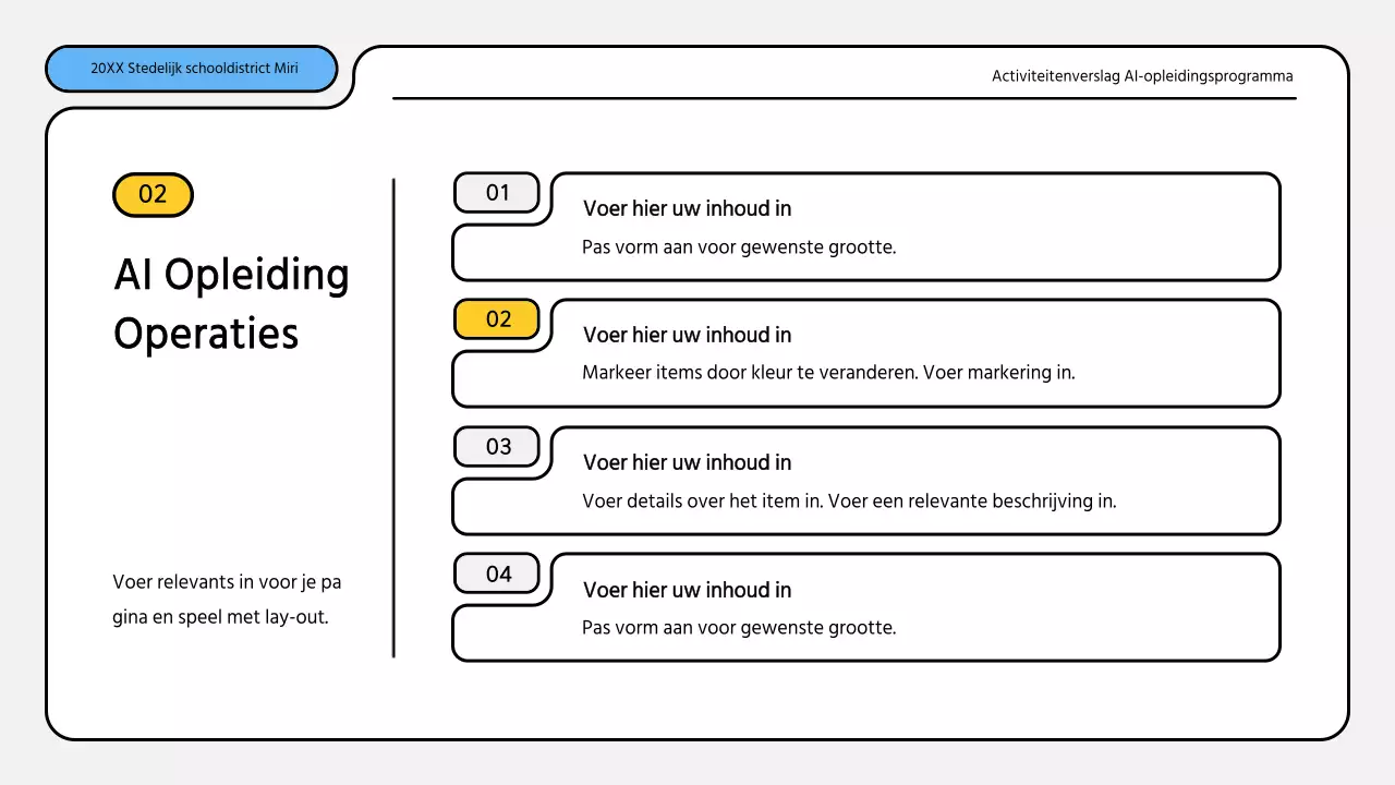 Nette blauw met gele trainingsrapporten presentatie kit