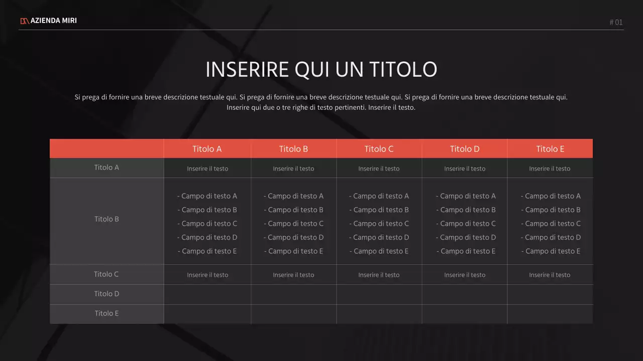Un progetto commerciale moderno in rosso e nero