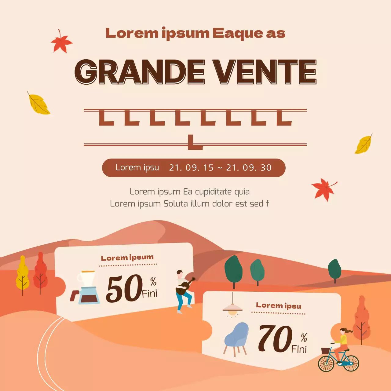 Illustration d'automne beige et brune pour l'entrepôt de dépôt
