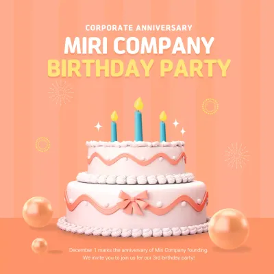 Orange Trendy Birthday Invitation Social Media Post