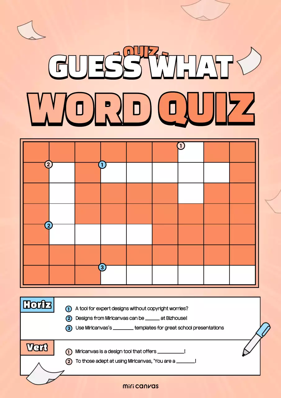 Orange Retro Word Quiz Guide Poster