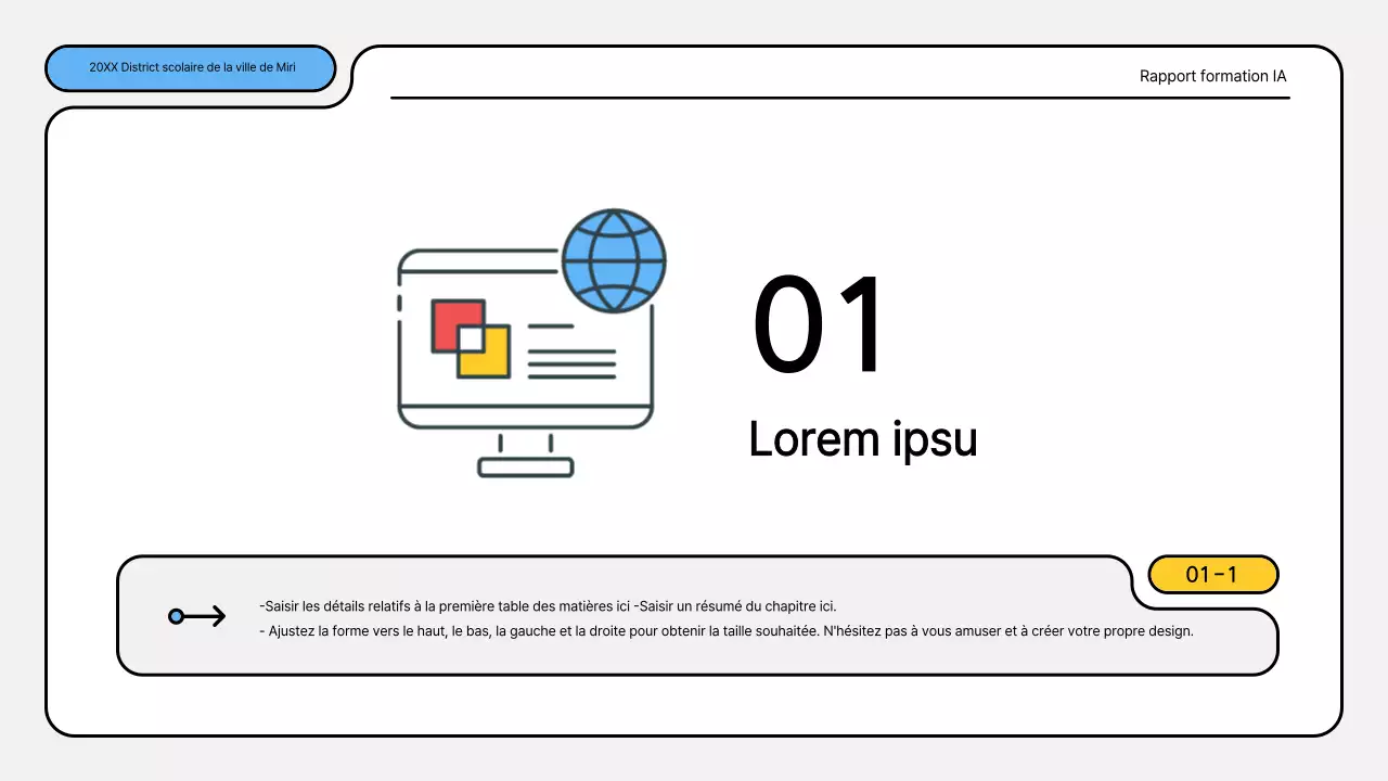 Kit de présentation des rapports de formation bleu et jaune