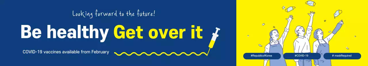 yellow navy blue illustration clean corona vaccine