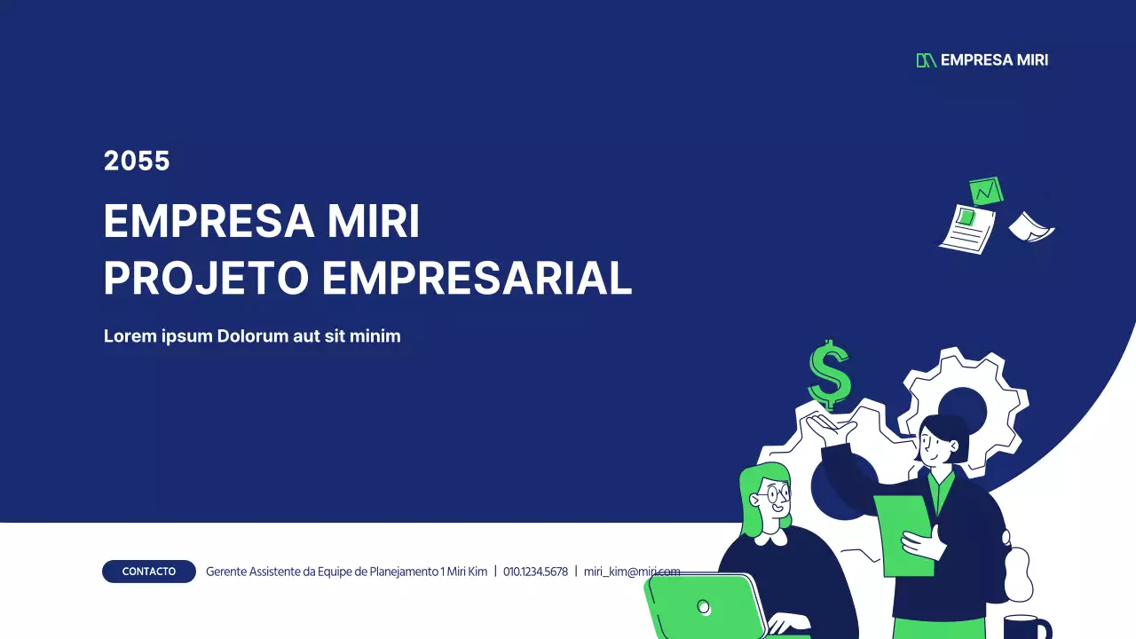 Relatório de ilustração de negócios limpo em azul marinho