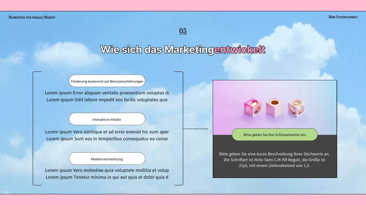 Kitschige Social-Media-Marketing-Branchentrends mit hellblauem Hintergrund