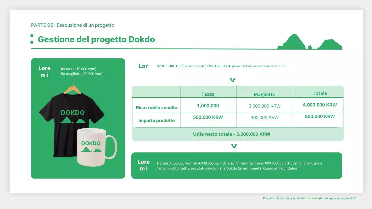 Progetto di finanziamento per startup in bianco e verde