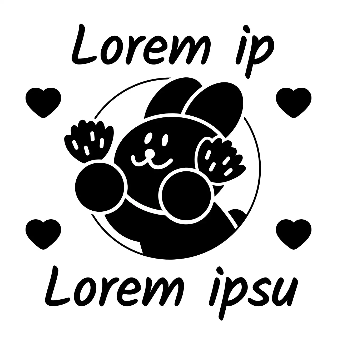 Sello de felicitación con un simpático personaje animal negro