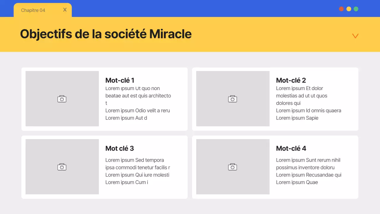 Un simple papier à en-tête bleu et jaune