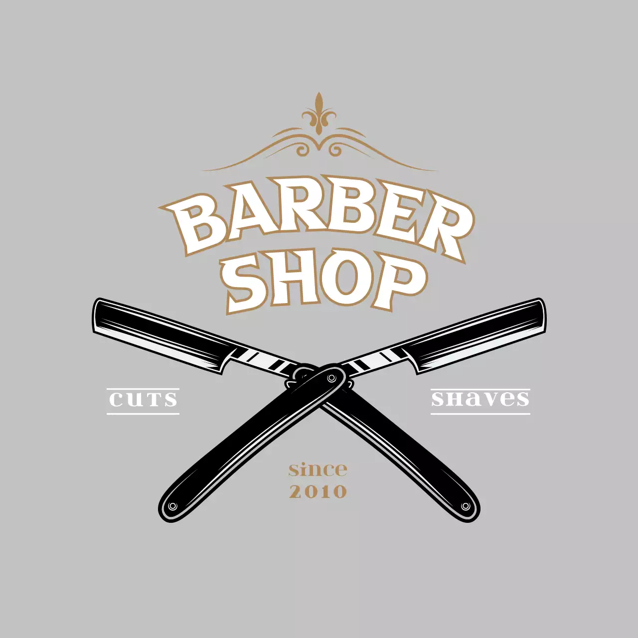 Gray vintage-style barbershop sign