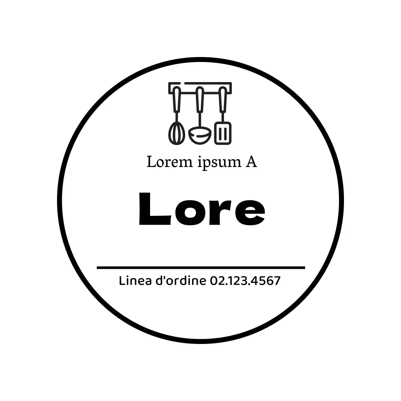 Illustrazione bianca di un'etichetta di contorno semplice per un ristorante