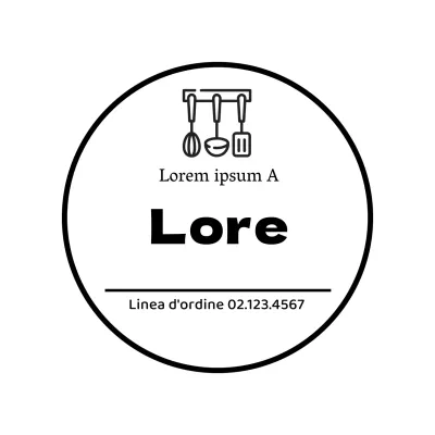 Illustrazione bianca di un'etichetta di contorno semplice per un ristorante