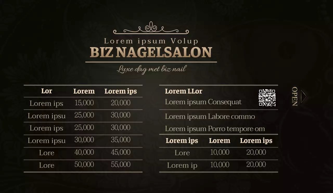 Luxe stijl in zwart en goud Voor het promoten en informeren van schoonheidssalons.