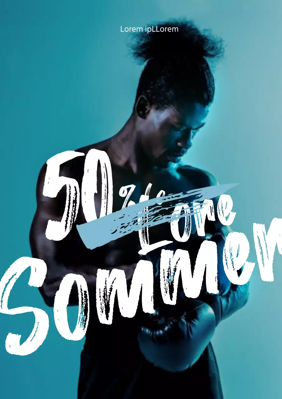 Fitness-Sommerschlussverkauf-Flyer mit blauer Textbetonung