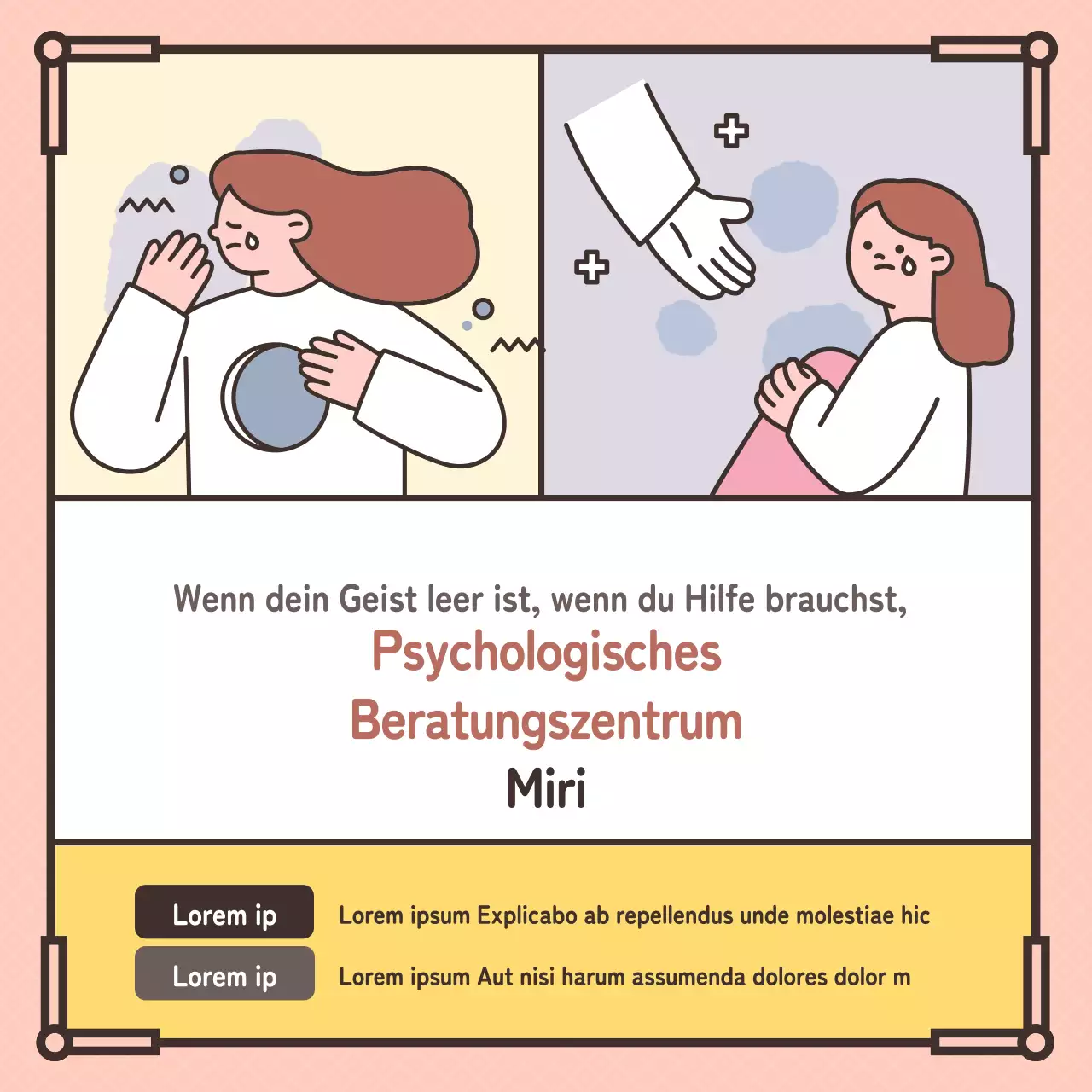 Rosa Pastell-Illustration zur Werbung für eine psychologische Beratungsstelle