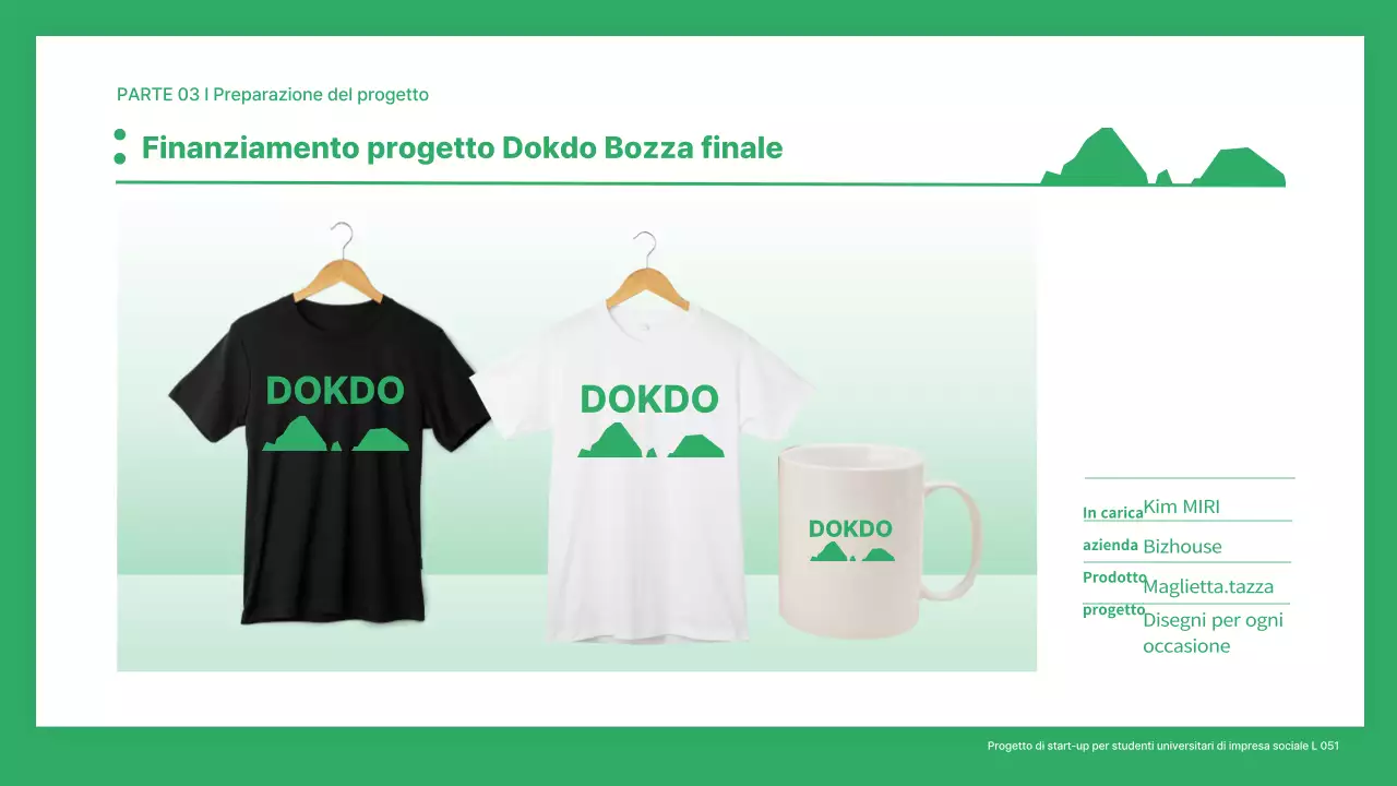 Progetto di finanziamento per startup in bianco e verde