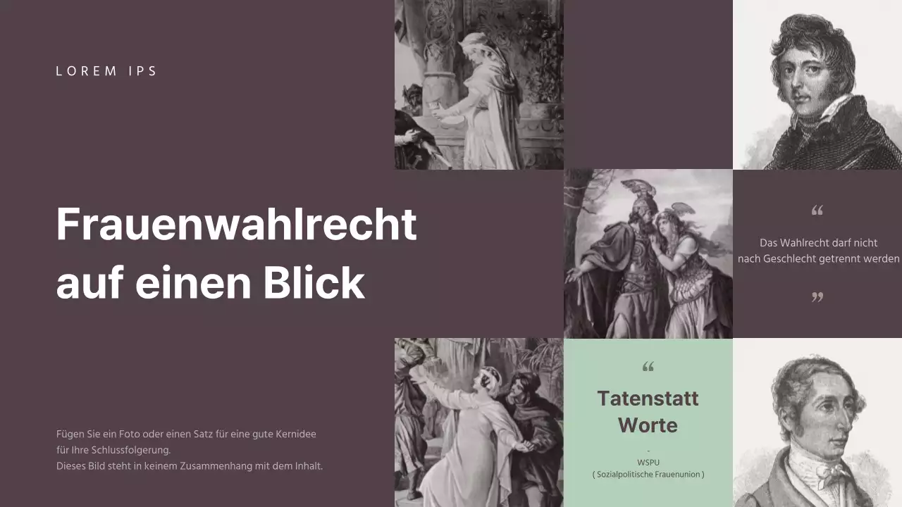  Vorlage eines zurückhaltenden Konzepts für eine globale Frauenwahlrechtsaufgabe