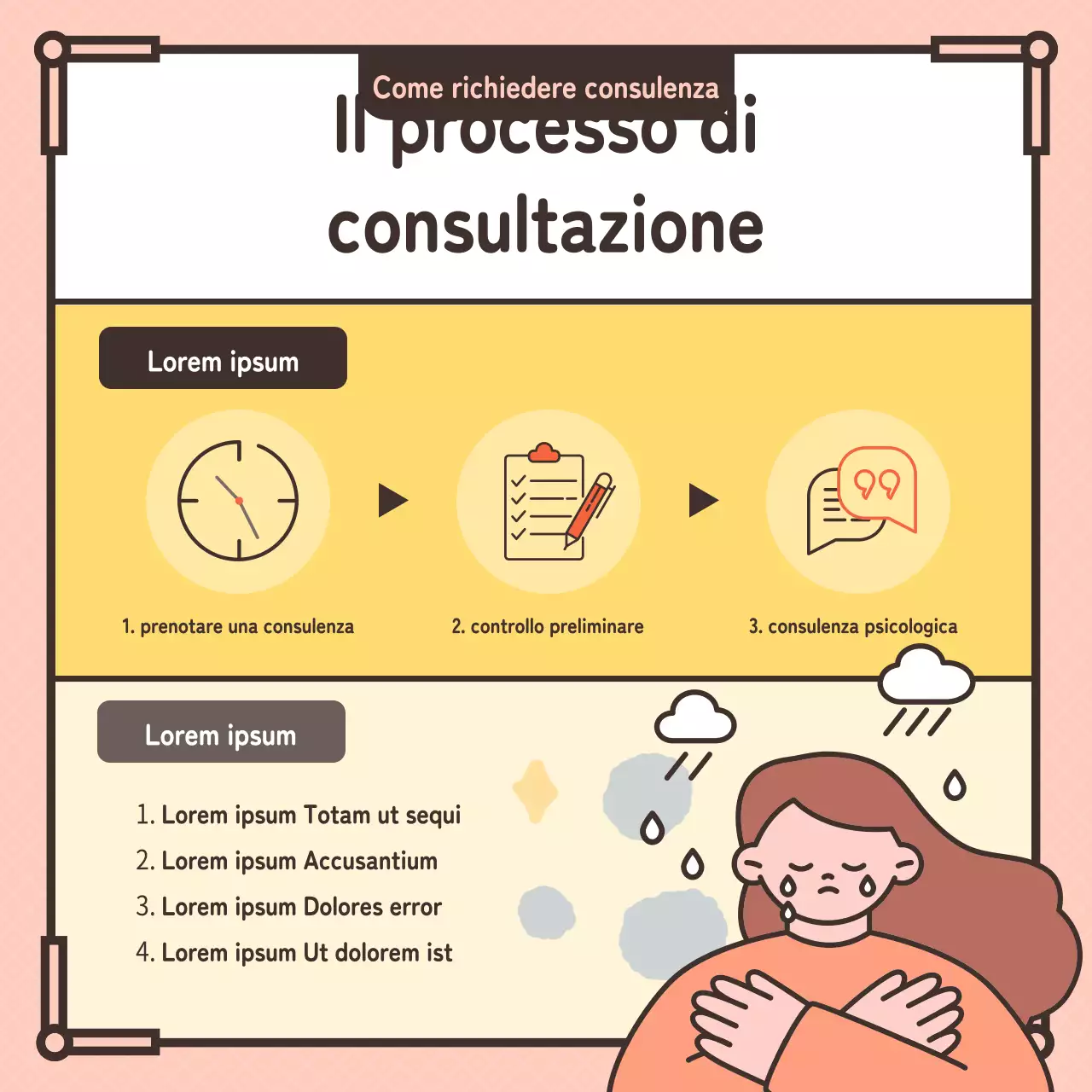 Illustrazione rosa pastello per la promozione di un centro di consulenza psicologica