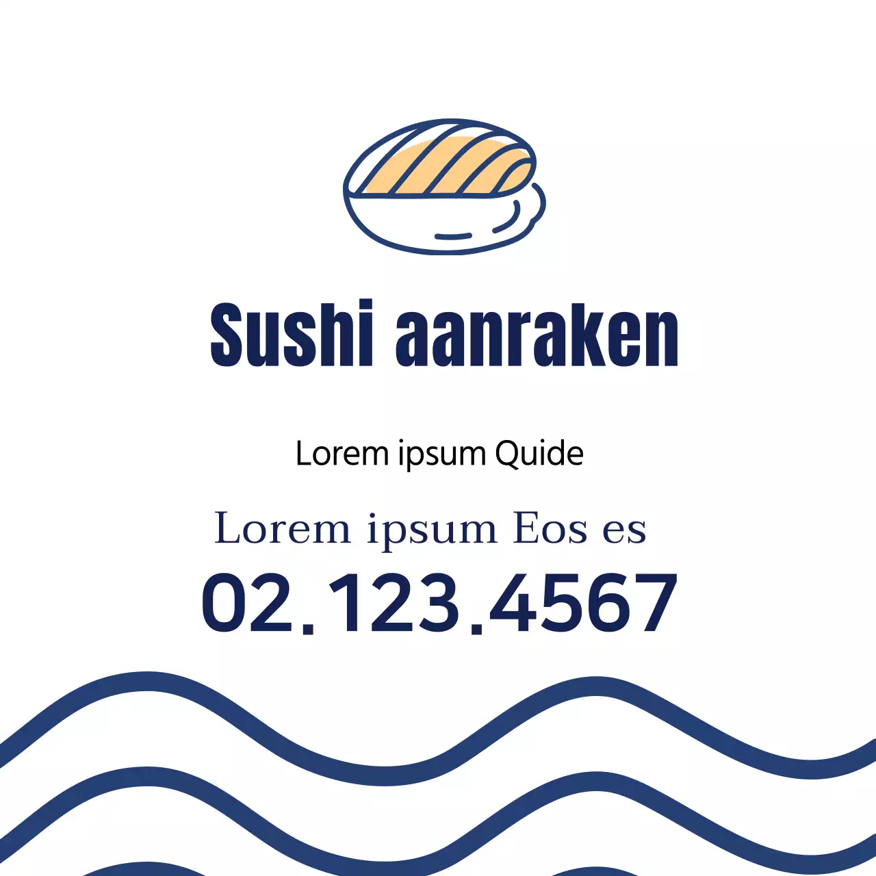 Blauwe illustratie eenvoudig restaurant sushi label